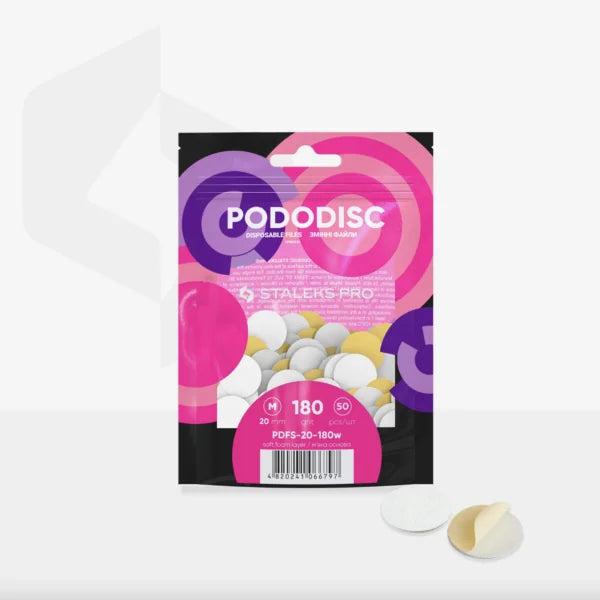 Disposable White Files on Soft Foam Layer for Pedicure Disc PODODISC M EXPERT 180 Grit (50 pcs)