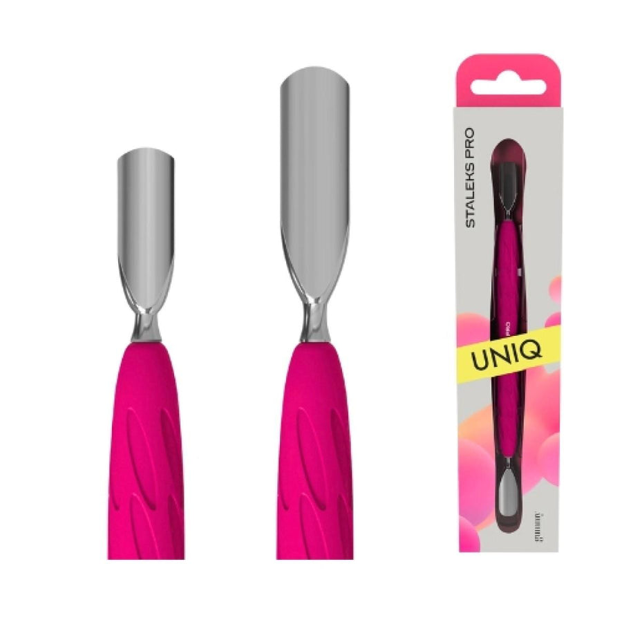 Manicure Pusher Gummy with Silicone Handle UNIQ 10 TYPE 1 (Rounded Wide & Rounded Narrow Pusher)
